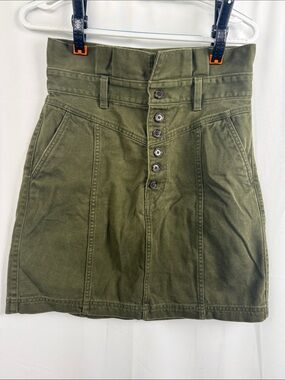 Banana Republic Olive Green Button-Front paper bag skirt